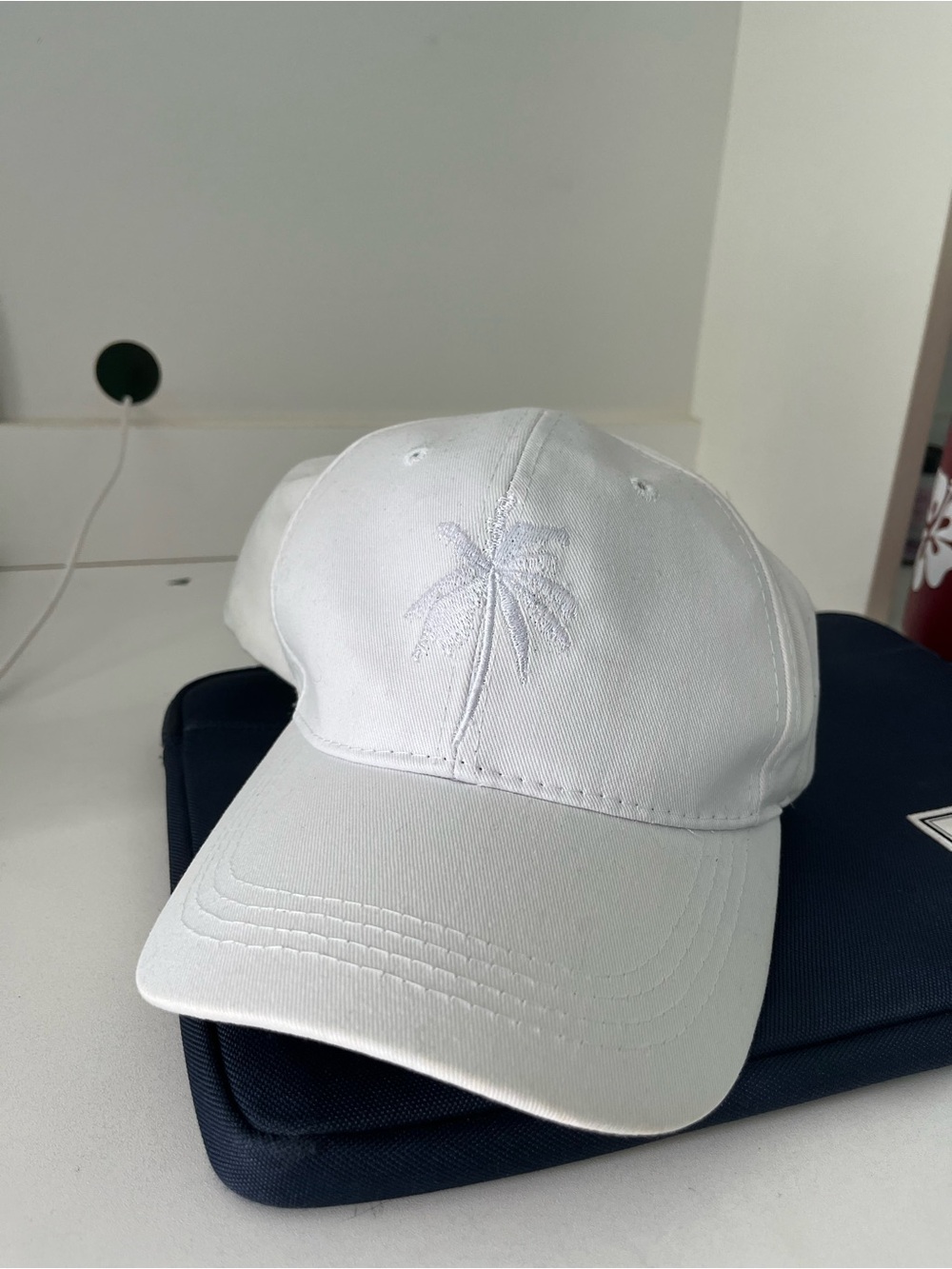 La Vie En Rose White Cap with Aqua Logo
